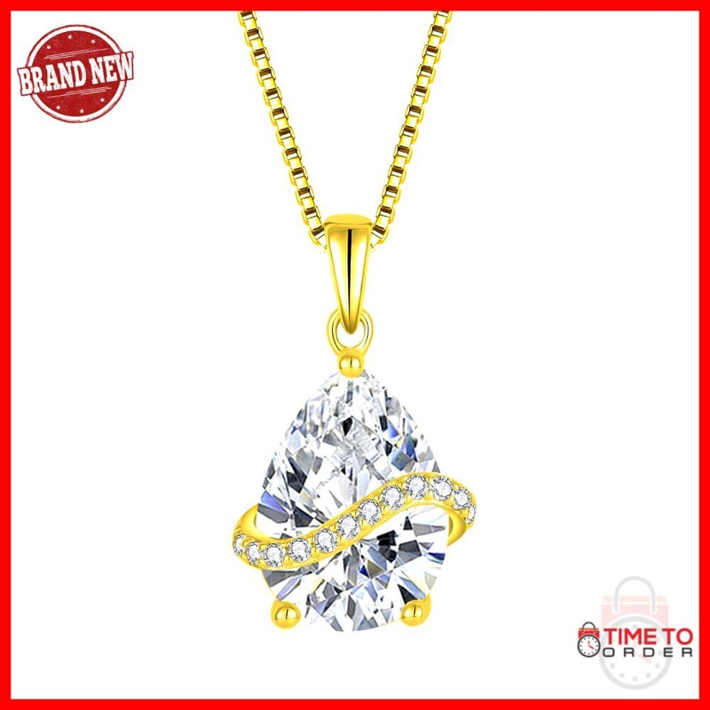 925 Sterling Silver Teardrop Pendant Necklace with Cubic Zirconia Gift